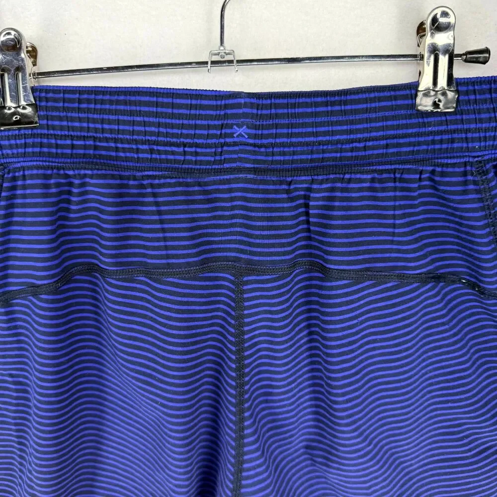 Lululemon Men's Black‎ and Blue Striped Athletic Shorts Size S